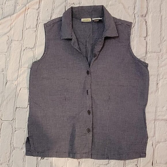 St. John's Bay Tops - St. John's Bay Grey and White Checkered Sleeveless Shirt Women's Large